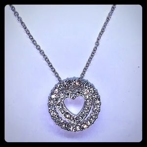 Heart shaped diamond necklace and earrings